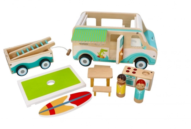 Wooden Camper with Trailer and Accessories