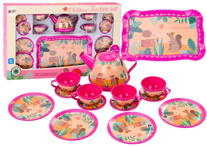 Toy Coffee Tea Set with Cups, Teapot and Tray