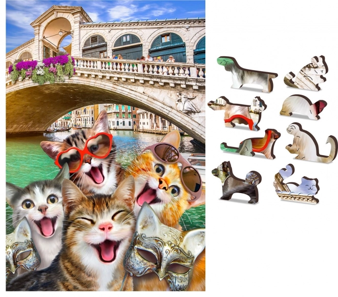 Wooden Puzzle Kittens in Venice 2-in-1