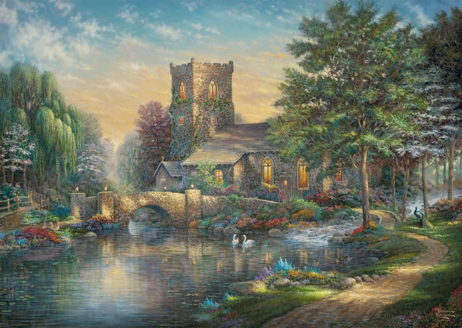 Schmidt Puzzle Chapel in the Willow Forest 1000 Pieces