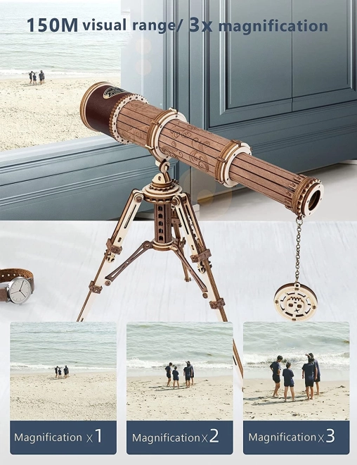 Robotic 3D Wooden Mechanical Puzzle Pirate Telescope