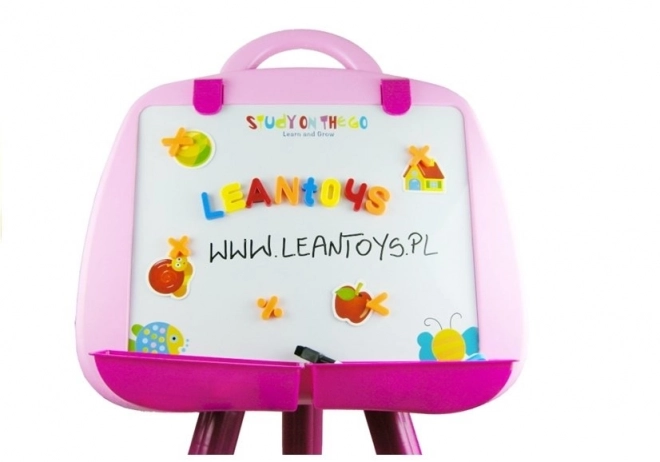 Standing Magnetic Board with Marker and Magnets Pink