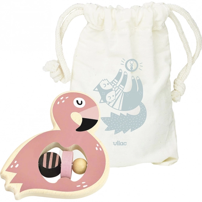 Wooden Baby Rattle Flamingo by Vilac