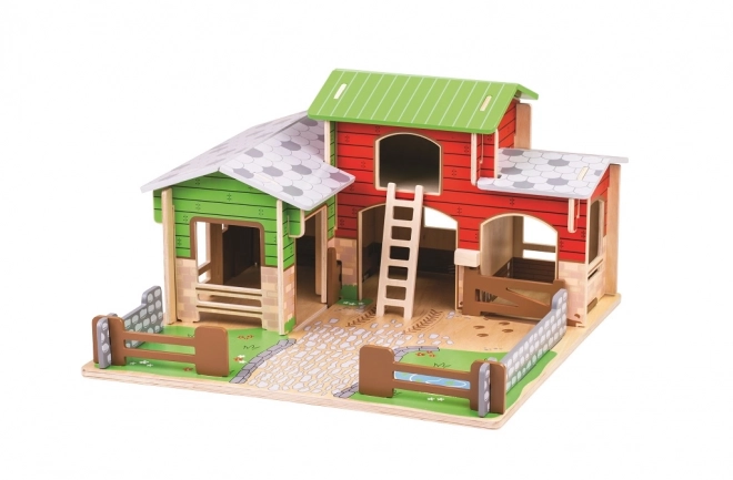 Wooden Cobblestone Farm Playset