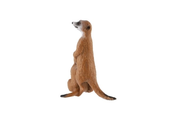 Dekoratív szurikáta figura kölyökkel - műanyag, világosbarna, 8cm