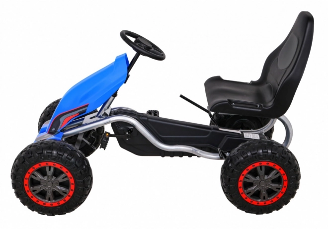 Large Pedal Go-Kart Strong for Children Blue + 100 kg Capacity + EVA Wheels + Hand Brake + Sports Seat