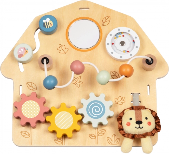 Tooky Toy Velká Dřevěná Manipulační Tabule Domek - Centrum Aktivit