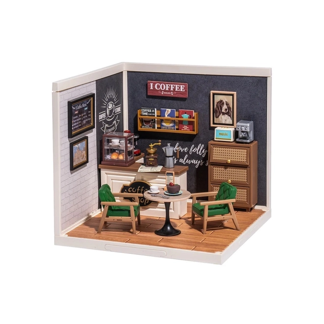 Atmosfera di una caffetteria accogliente in miniatura