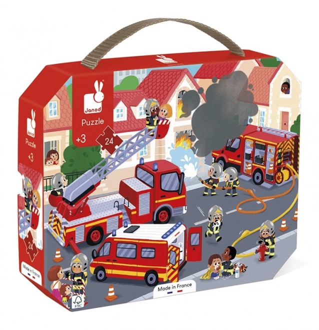 Janod Firefighter Puzzle in Suitcase 24 Pieces