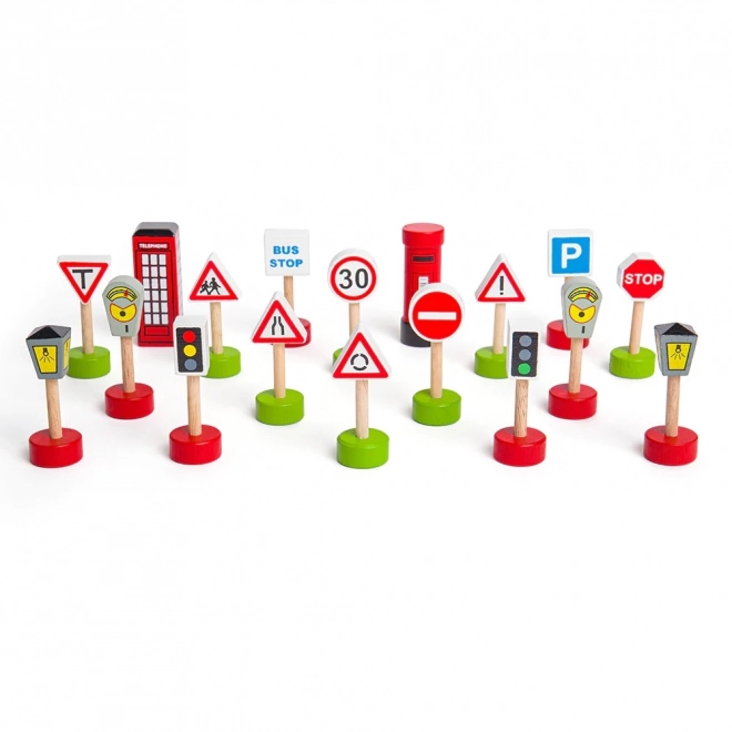 Bigjigs Rail Wooden Traffic Signs Set