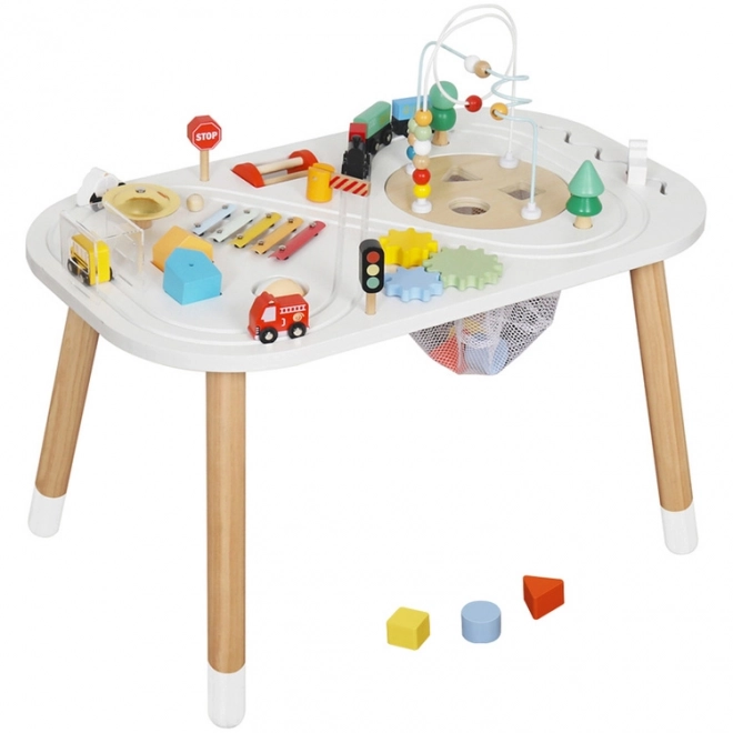 Wooden Interactive Play Table with Xylophone and Car Track