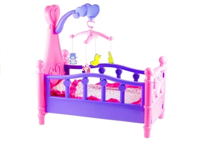 Large Doll Crib with Mobile and Bedding