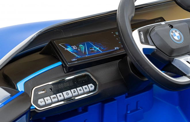 Auto BMW i4 na akumulátor pre deti biele – Modré