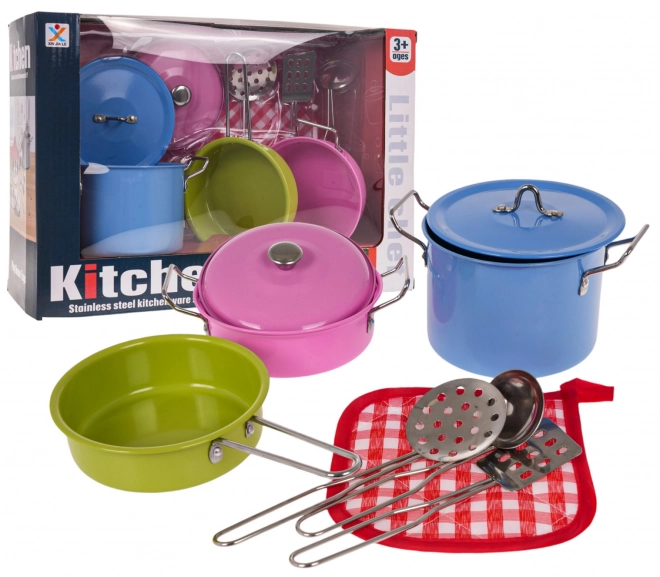 Colorful Metal Cookware Set with Accessories