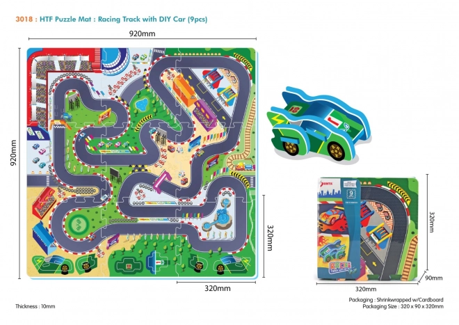 Racing Track Foam Puzzle Mat for Kids 10m+ with Assemble Car