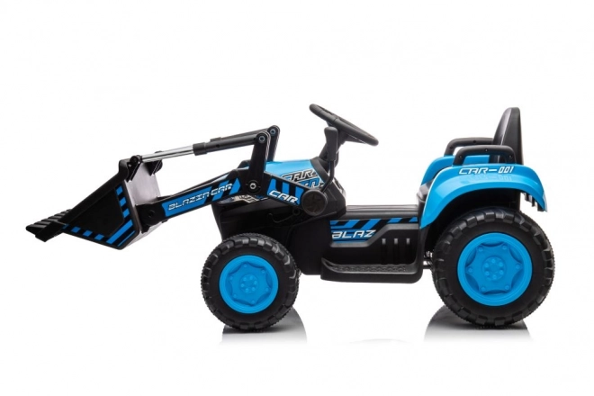 Trattore elettrico per bambini blu con benna