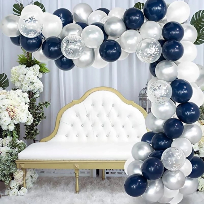 Navy Blue and White Balloon Garland