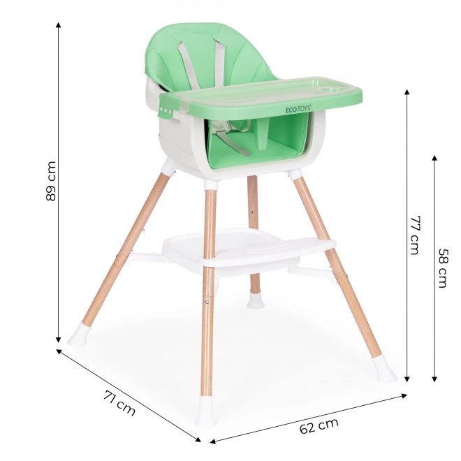 2-in-1 Child Feeding Chair in Green by Ecotoys
