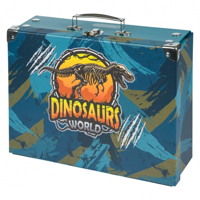 Foldable School Case With Metal Dinosaurs World