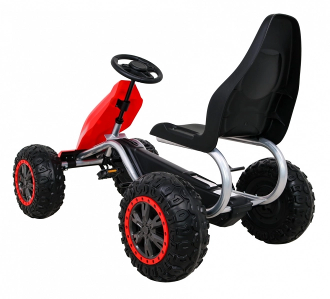 Large Pedal Go-Kart Strong for Children Red + 100 kg Load + EVA Wheels + Hand Brake + Sport Seat