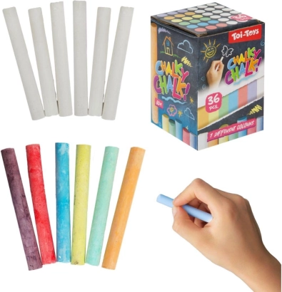 White and Colored Blackboard Chalk, 36 pcs in a Box
