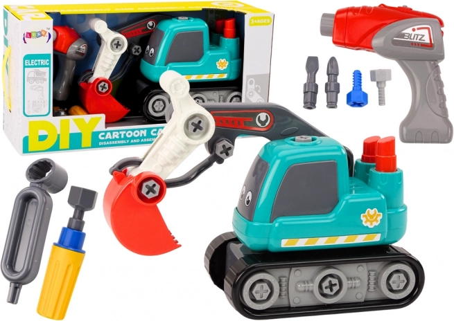 Otroški goseničarski bager za razstavljanje DIY – Turkizna