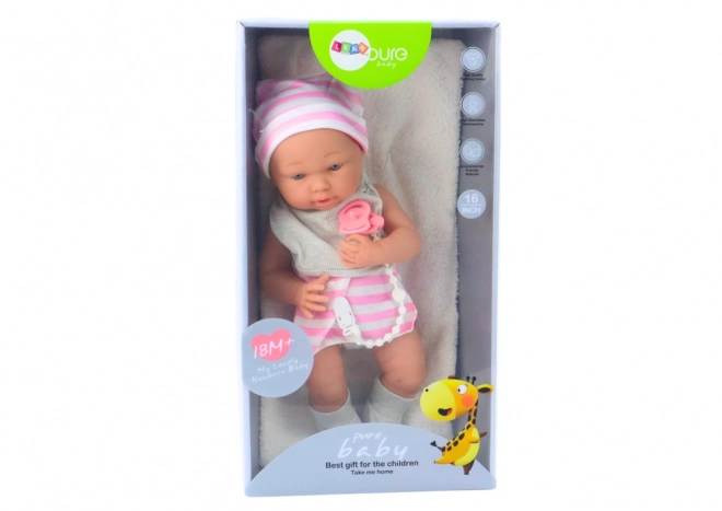 Baby Doll in White-Pink Outfit with Accessories