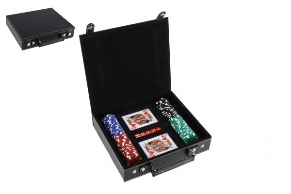 Poker Set with Chips, Cards, and Dice in Portable Case