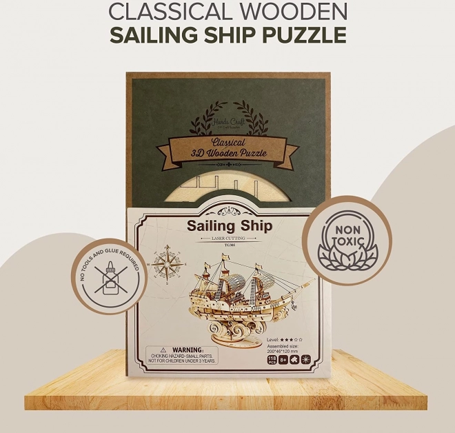 Wooden 3D Puzzle Military Sailing Ship