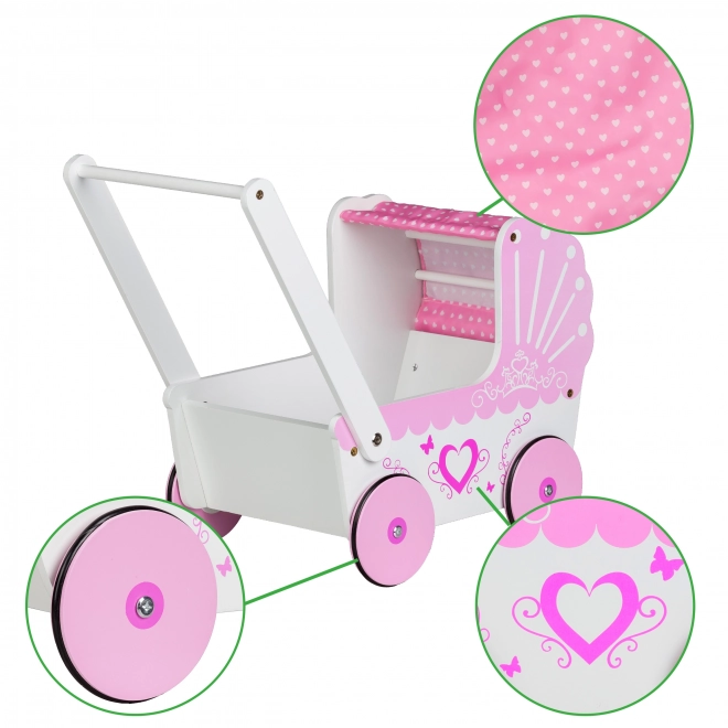 Wooden doll stroller for kids by Ecotoys