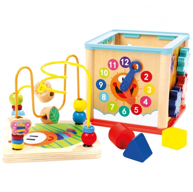 Bino Wooden Activity Cube with Clock