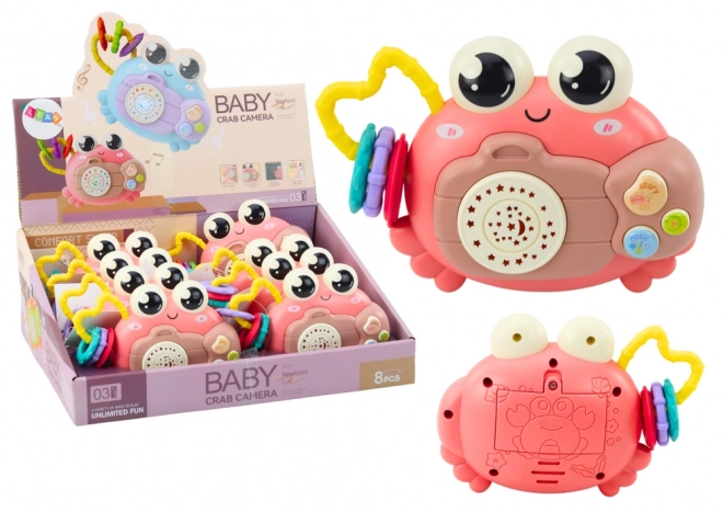 Crab Camera Rattle Projector Sounds Pink Battery