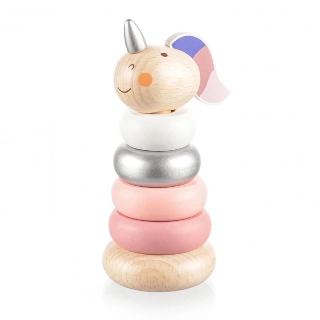 Wooden Stacking Unicorn Rings - Pink