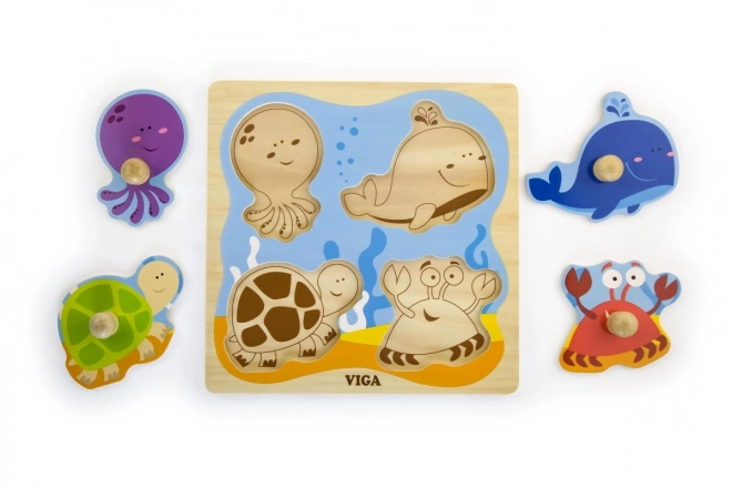 Wooden Puzzle with Sea Animals