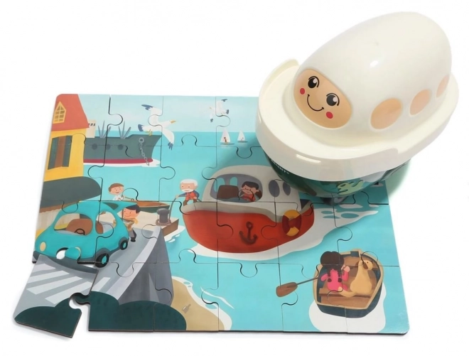 Wooden Puzzle with Toy: Ship 24 Pieces