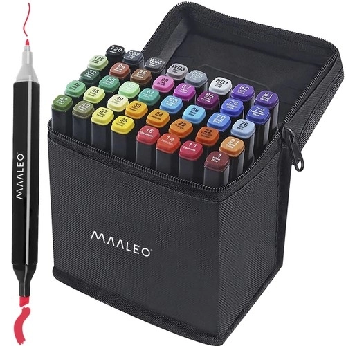 Dual-Tip Alcohol Markers Set with Case and Organizer