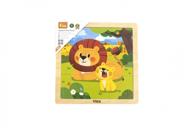 Wooden Puzzle 9 Pieces with Lions