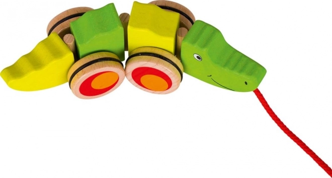 Wooden Pull-Along Crocodile Toy