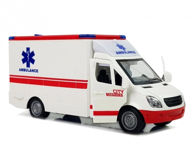 Friction-Powered Ambulance Toy with Sound and Lights