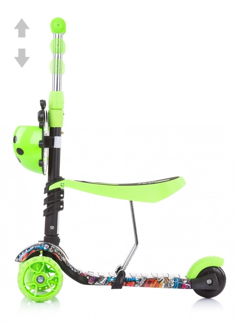 Chipolino Scooter with Parent Handle Kiddy Evo 3-in-1 Ocean – Green Graffiti