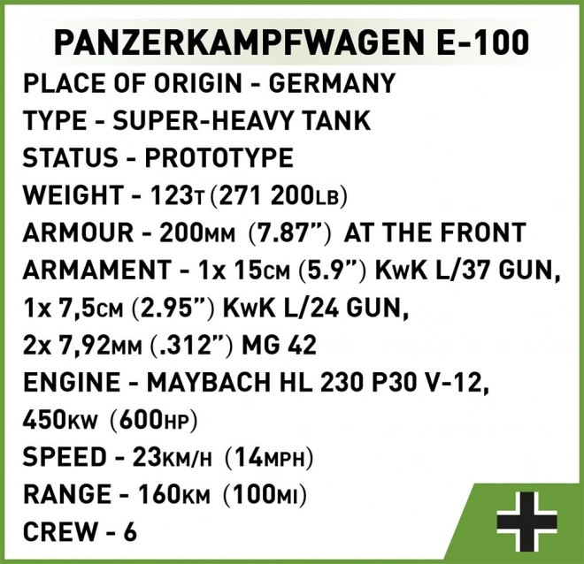 Panzer E-100 Building Blocks Set