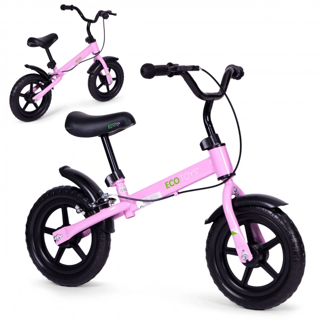 Pink children's balance bike with brake and EVA wheels - Ecotoys