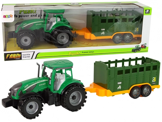 Green Farm Tractor with Detachable Trailer