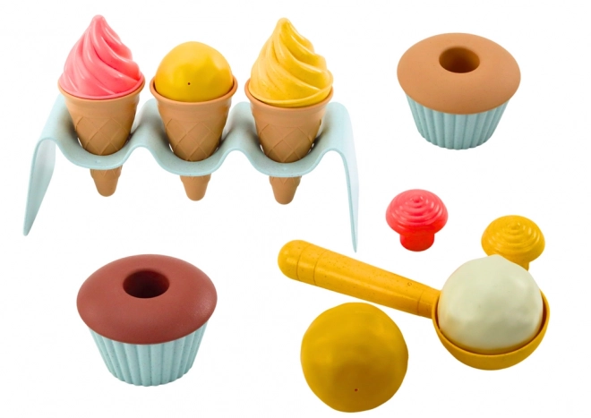 Sand Play Ice Cream Set with Scoops and Wafers