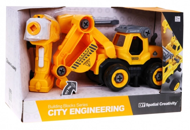 Buildable Excavator with Electric Screwdriver and Sounds for Kids 3+