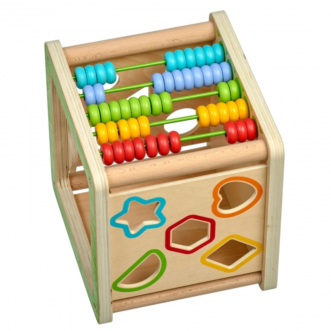 Wooden Activity Cube 5-in-1 with Clock