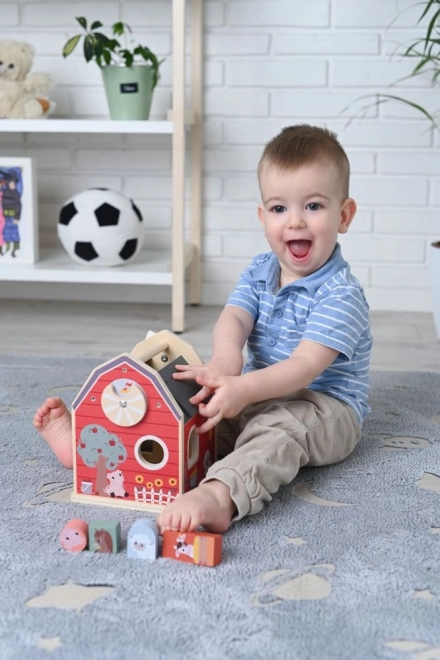 Wooden Farm Shape Sorter with Blocks