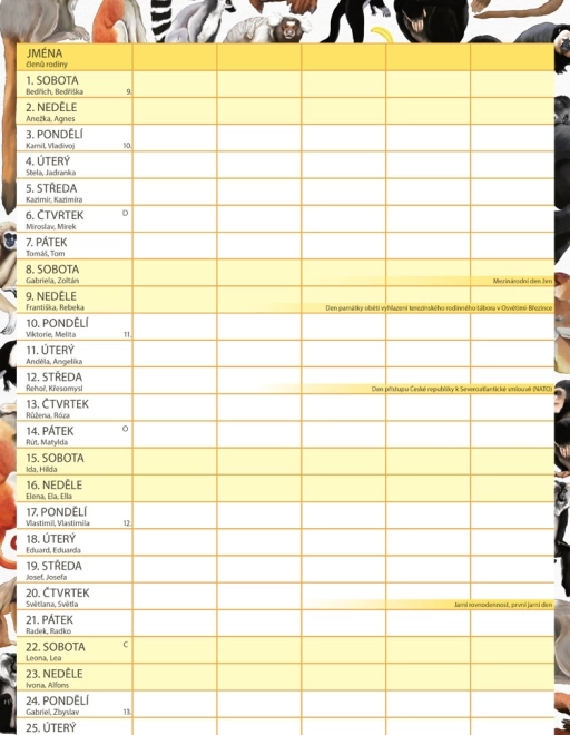 Family Planning Calendar Animalium 2026