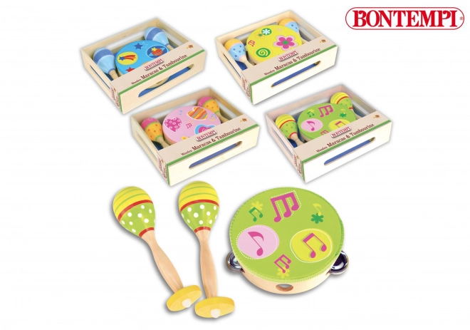 Bontempi Wooden Rumba Shakers and Tambourine Set