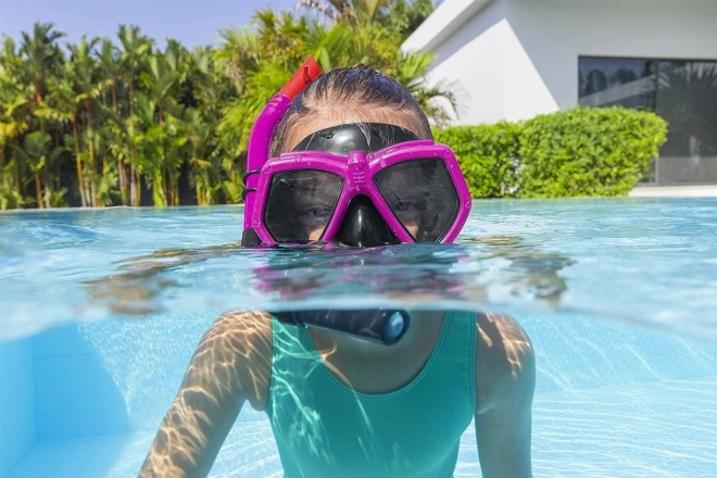 Pink diving set with mask and snorkel